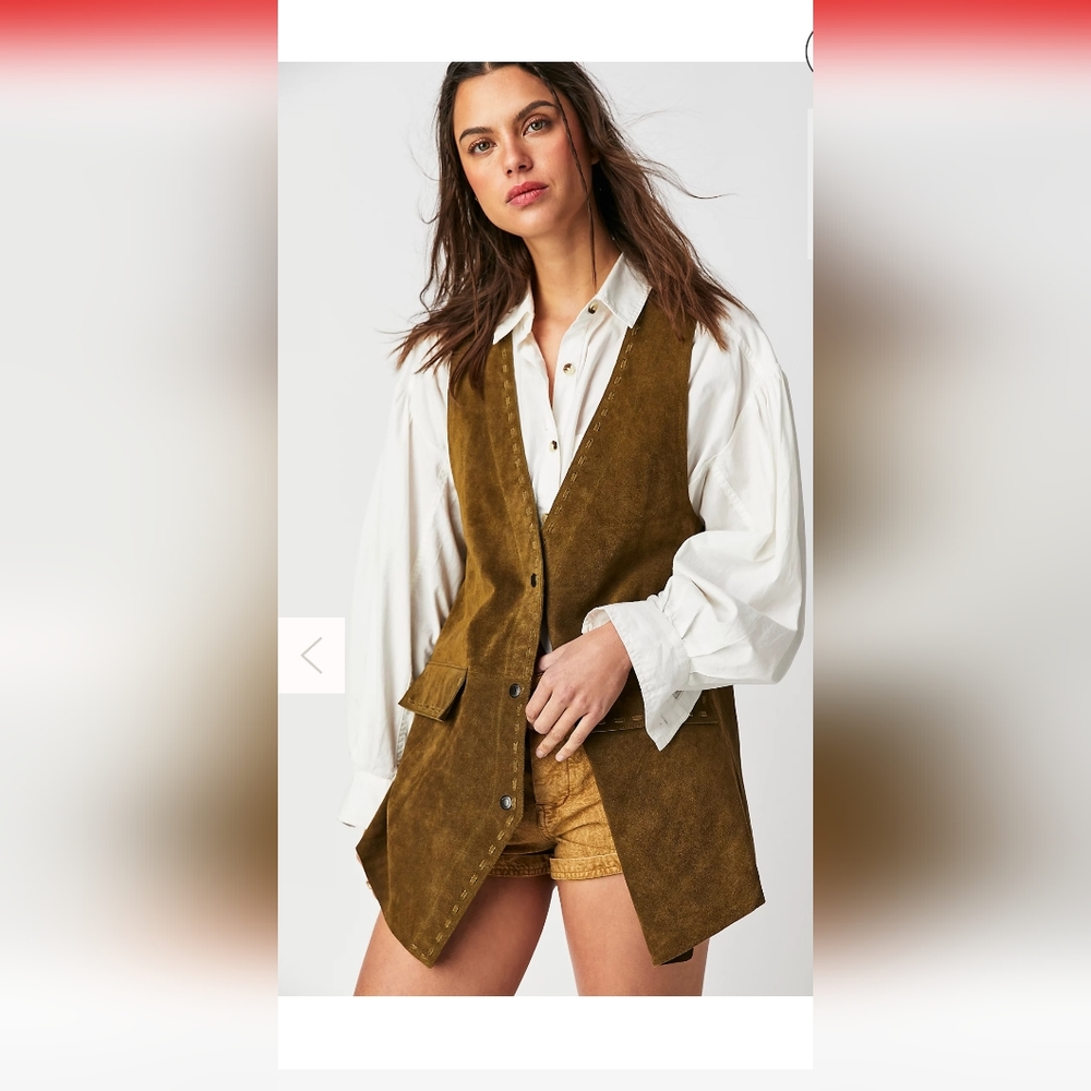 Free People GEORGEOUS new brown suede vest PERFECT size M